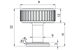 Knop villa round ø30x20 zamak zwart
