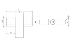 Bouton CROSSING 50x38.6x11.2 chéne + zamac noir 