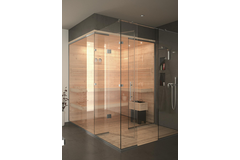 Verstelbare laterale scharnier wand/glas, voor 6/8 mm glas, B50 H80, geborsteld rvs effect