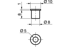 Huls met kraag voor pivot 8mm koper