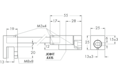 Barre raidisseur mur/verre fixe avec articulation murale et pince basse, pour verres 8/12, L1041, effet inox brossé