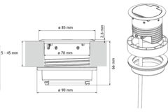 Ring d-nl-l 1 prise + 1 usb inox  