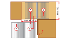 Rational corner Soft Close 450mm gauche + 4 panier fond en bois