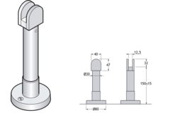 Pba 500-g inox sat. pied reglable 135-165mm verre 10-13mm