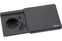 Evoline square 80 qi b/f + chargeur usb noir  avec chargement inductif