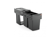 Poubelle hailo tandem iv 2x15l black edition extension totale - recycled