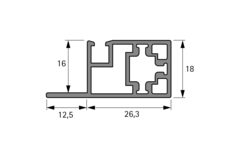 Cadro Profilé pour porte coulissante rentrante, en bas, 3000 mm, Aspect inox