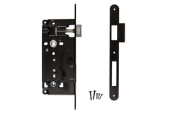 Serrure agb noir wc 90 mm + contre-plaque   étroite droite