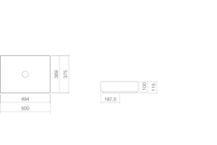 Alape ab.me500 wastafel opbouw 500x375x115mm witzo zonder kraangat, zonder overloop