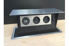 S-box inox b-f (2 prises + 2 usb a/c 25w)  