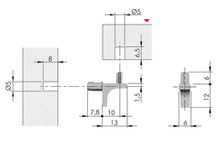 Support tablette K-Line d.5mm nickele a/pin 