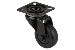 Zwenkwiel d 50mm h73mm rubber zwart 50kg