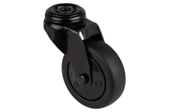 Zwenkwiel d 75mm h103mm rubber zwart 60kg