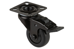 Zwenkwiel met rem d 50mm h73mm rubber zwart 50kg