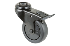 Zwenkwiel met rem d 75mm h 103mm rubber zwart 60kg