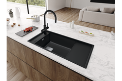 Mythos Water Hub 6 en 1 - Mitigeur à bec orientable / Levier sur le côté / Noir mat
