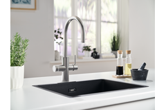 Mythos Water Hub 5 en 1 - Mitigeur à bec orientable / Levier sur le côté / Inox