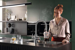 Mythos Water Hub 5 en 1 - Mitigeur à bec orientable / Levier sur le côté / Inox