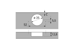 Charnière d’angle Intermat W-30 (Intermat 9944 W-30), en applique, Angle d'ouverture  125°, TH-schéma de perçage 52 x 5,5 mm, à visser (-)