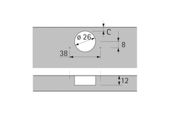 Charnière Intermat pour porte à cadre en bois (Intermat 9924), rentrant, Angle d'ouverture  95°, TH-schéma de perçage 38 x 8 mm, à visser (-)