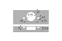 Charnière Sensys de 110°  sans fermeture automatique (Sensys 8675), nickelée, en applique, Angle d'ouverture  110°, THS-schéma de perçage 52 x 5,5 mm, 48 x 6 mm, montage rapide Fix (ø 10 x 6)