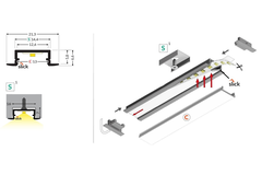 Profilé led Begtin12 JC/S 2000 noir anodisé 