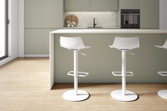 Chef regelbare kruk rond wit/polycarbonaat wit