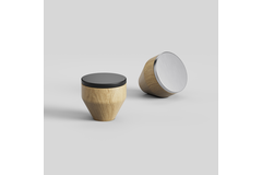 Knop MELURA ø30 h28 eik + gepolijst rvs