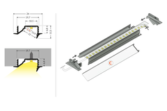 Profilé Led diagonal10 C 3000 anodisé 
