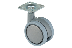 Roulette double d.60mm gris argente 30kg  avec plaque