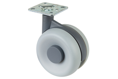 Roulette double d.75mm gris argente  avec plaque