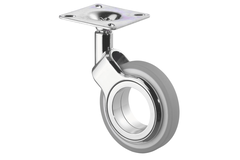 Roul.pivot.d75 h108 50kg chr.-gris/blanc  roulette design simple