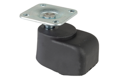Roulette bas d25 h47 75kg doux noir+plaque. 