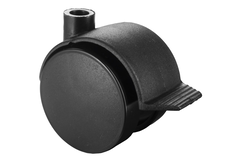 Roulettes doubles avec frein 50mm noir pour plaque container  
