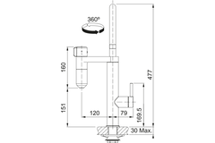 Vital - Système de filtration à bec orientable / Levier sur le côté / Inox Look & Noir mat