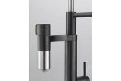 Vital - Système de filtration à bec mobile / 2 jets / Levier sur le côté / Inox Look & Noir mat