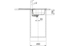 Flash - inbouwspoeltafel/ 780x435mm/ 1 bak/ omkeerbaar