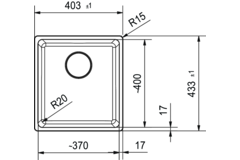Maris - Vlakbouwspoeltafel / 403 x 433 mm / 1 bak / Zwart Mat