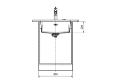 Maris - Onderbouwspoeltafel / 553 x 433 mm / 1 bak / Zwart Mat