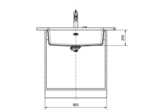 Maris - Onderbouwspoeltafel / 753 x 433 mm / 1 bak / Zwart Mat