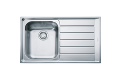 Neptune - Inbouwspoeltafel / 860 x 510 mm / 1 bak / Glad / Druipblad rechts