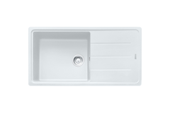 BASIS - Evier à encastrer / 970 x 500 mm / Vidage Manuel / Blanc métallisé