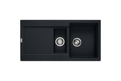 Maris - Inbouwspoeltafel / 970 x 500 mm / 1+1/2 bak / Zwart mat / Omkeerbaar