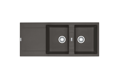 Maris - Inbouwspoeltafel / 1160 x 500 mm / 2 bakken / Leigrijs / Omkeerbaar