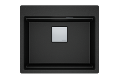 KUBUS 2.0 PRO - Cuve à encastrer / 1 bassin / 534 x 400 x 220 mm / Vidage manuel / Onyx + Set 3 accessoires