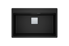 KUBUS 2.0 PRO - Cuve à encastrer / 1 bassin / 734 x 400 x 220 mm / Vidage manuel / Noir mat + Set 3 accessoires