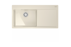MYTHOS X - Inbouwspoeltafel / 1 bak XL / 1000 x 510 mm / Verlek rechts / Automatische lediging / Drukknop / Magnolia