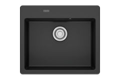 MYTHOS X - Cuve à encastrer / 1 bassin / 500 x 380 x 190 mm / Vidage automatique / Bouton poussoir / Anthracite