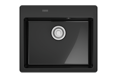 MYTHOS X - Inbouwspoelbak / 1 bak / 500 x 380 x 190 mm / Automatische lediging / Drukknop / Onyx