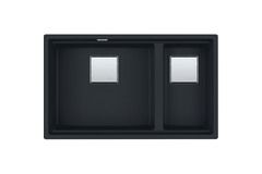 Kubus 2.0 - Evier à sous-encastrer / 760 x 460 mm / 1 + 1/2 bassin / Noir mat
